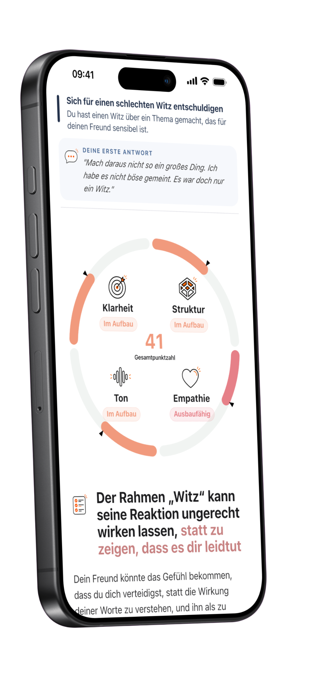 Clarity Coach app screenshot showing evaluation phase
