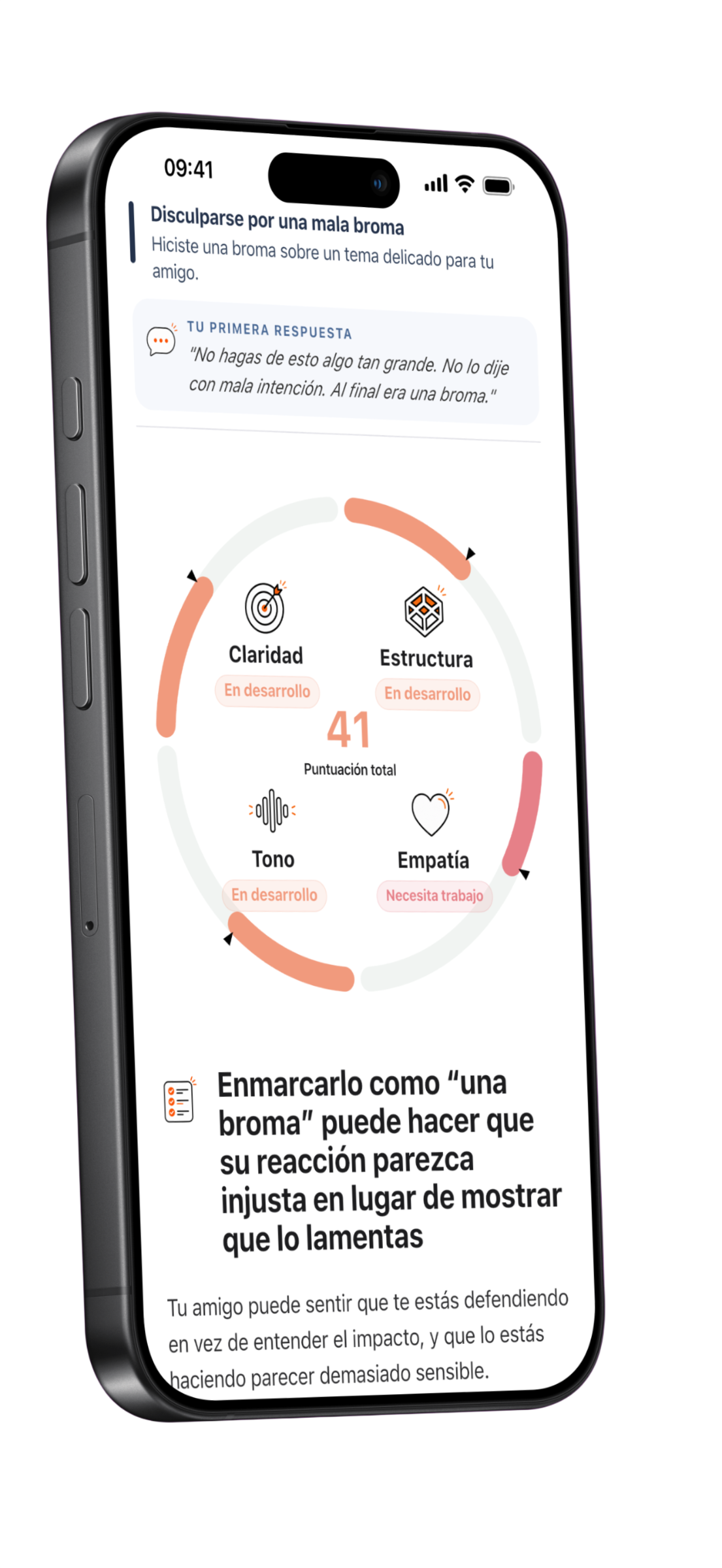 Clarity Coach app screenshot showing evaluation phase