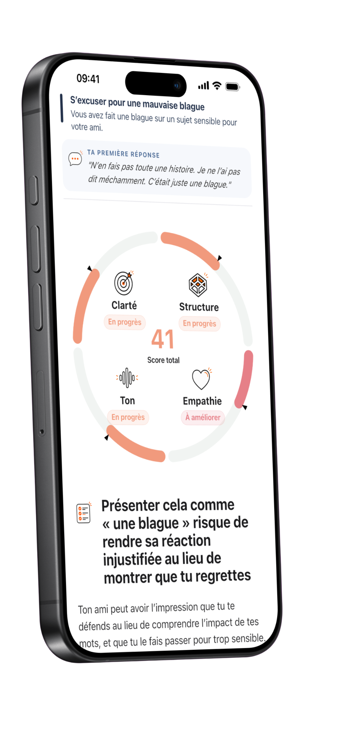 Clarity Coach app screenshot showing evaluation phase